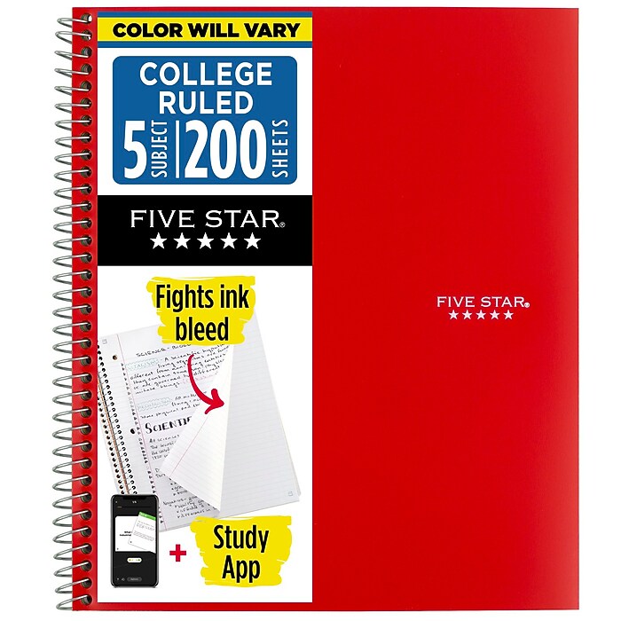 Five Star 5-Subject Composition Notebooks, 8.5