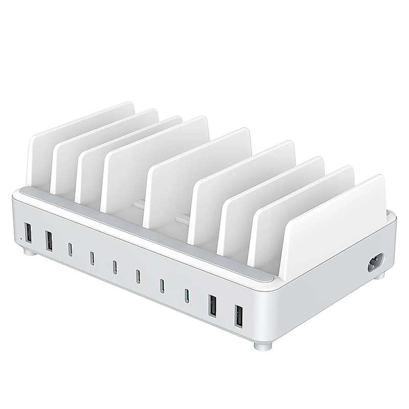 4XEM 120W 10-Port USB-A and USB-C Charging Station, White (4X10PORTUSBACCS) image 1