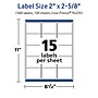 Avery Laser/Inkjet Multipurpose Labels, White, 15 Labels/Sheet, 100 Sheets/Pack (94235-TWMP100)~#|#~F0DD2F86-156E-4EF6-95EA337D872E68E5_sc7