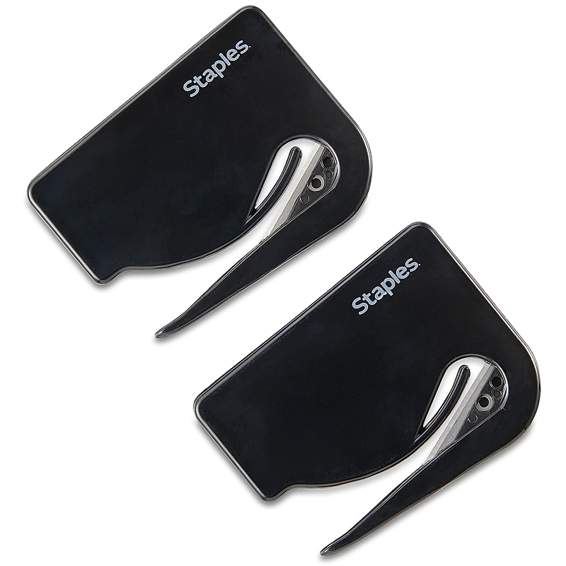 Staples Concealed Blade Letter Opener, Black, 2/Pack (18006-CC) image 1