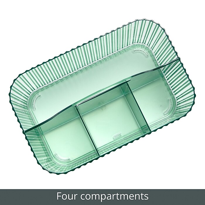 mDesign 4-Section Plastic Desktop Caddy Organizer with Handle