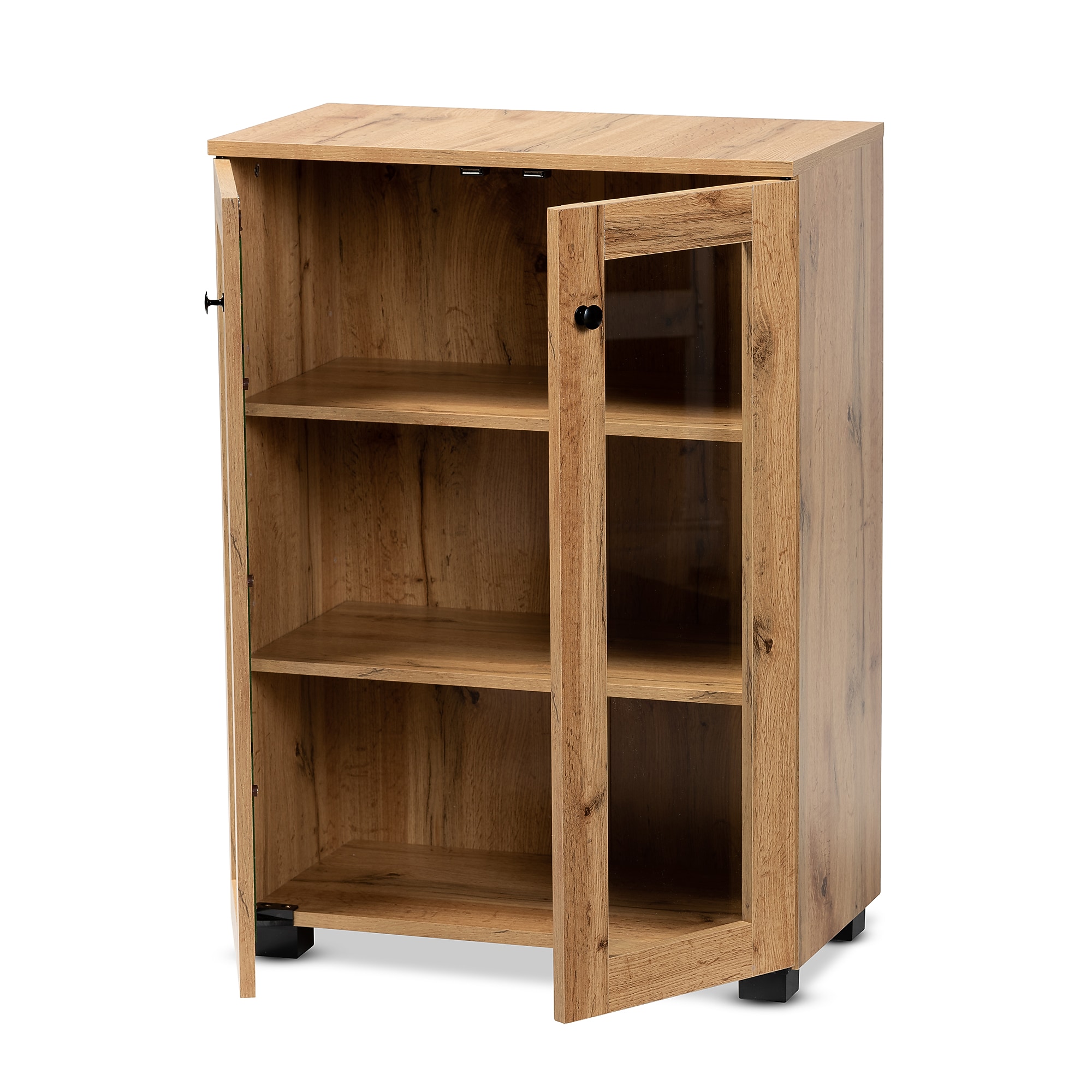 Baxton Studio Mason 33″H Storage Cabinet, Oak Brown/Black (189-11976-HiT) Sansujyuku sansujyuku.com