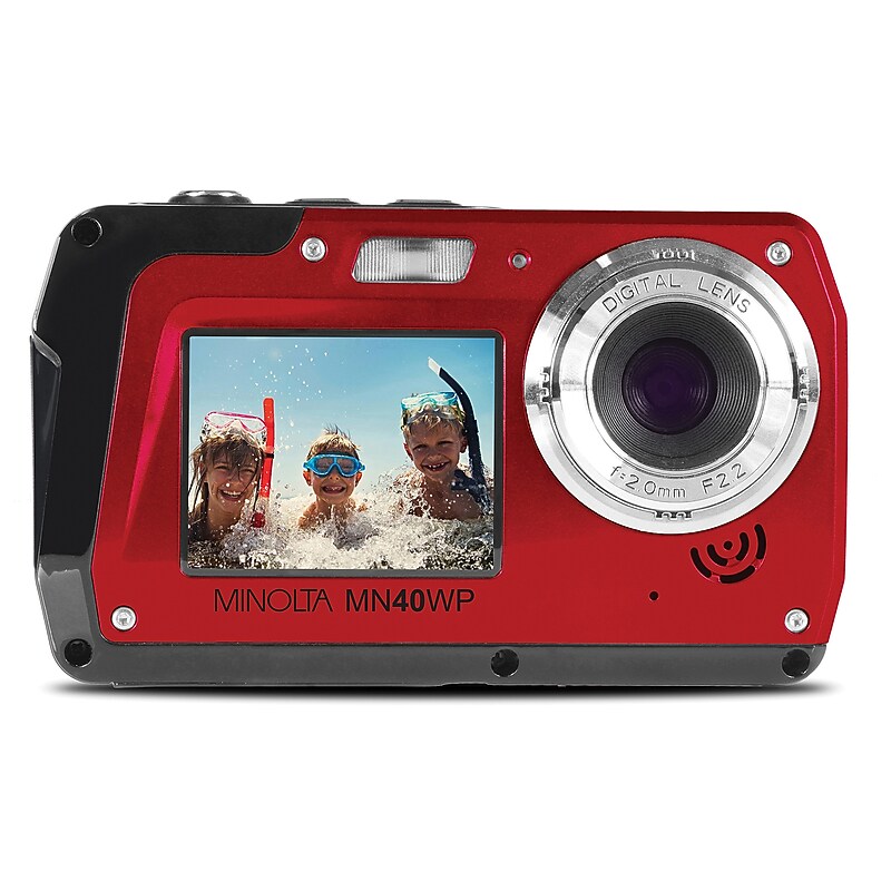 Minolta MN30WP 48-Megapixel Waterproof Digital Point & Shoot Camera, Red (MN40WP-R) image 1