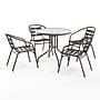 Flash Furniture Lila Glass Top Metal Table with 4 Stack Chairs, 31.5'' Round Bronze (TLH072RD017CBZ4)~#|#~F0E8C658-A4BE-474C-94FEF1DC5CD3A1BF_sc7