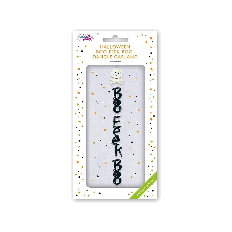 Pukka Party Boo Eeek Boo Halloween Stitched Garland, Black (PTY500) image 1