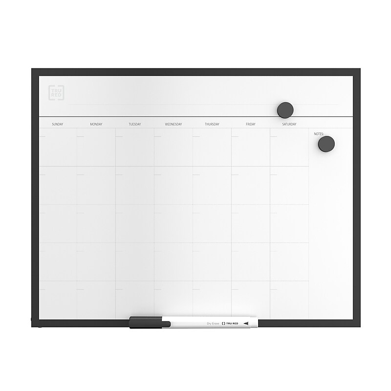 TRU RED Magnetic Steel Dry-Erase Calendar Board, Black Aluminum, 11" x 14" (TR61347) image 1