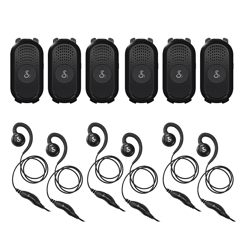 Cobra Compact 2-Way Handheld Business Radio with Dual-Dock Charger and Headset, Black, 6/Pack (PX280) image 1