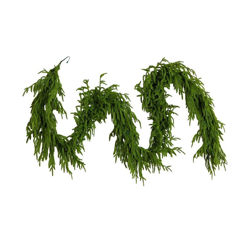 Nearly Natural Pre-Lit Artificial Real Touch Norfolk Island Pine Garland, 9' (W1394) image 1