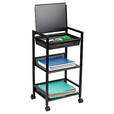 Mind Reader 3-Tier Metal Cart with Covered Compartment