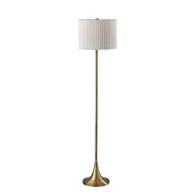 Simplee Adesso Eli 60"H Antique Brass Floor Lamp with Drum Shade (SL9504-21) image 1