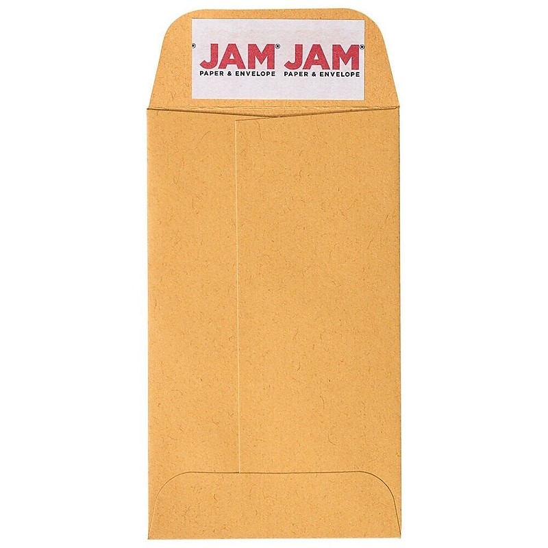 JAM Paper Peel & Seal Closure, Coin Envelopes, Brown Kraft Manila, 2.5" x 4.25", 100/Box (400238460D) image 1