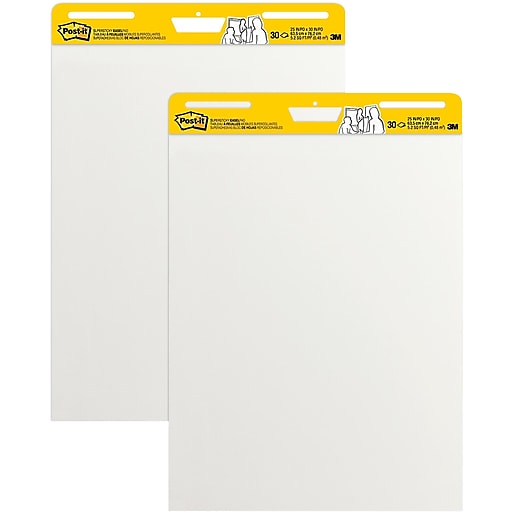 Post it Super Sticky Wall Pad 20 x 23 Plain White Paper 20 Self