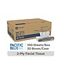 Pacific Blue Basic Facial Tissue, 2-ply, 100 Tissues/Box, 30 Boxes/Pack (47410)~#|#~F1333F86-539A-4188-98346605F75BDA50_sc7