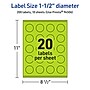 Avery Laser/Inkjet Multipurpose Circle Labels, 1.5" Dia., Bright Green, 200/Pack (94506)~#|#~F13B318E-3D1D-4274-AC4A4E6F237D9AA5_sc7