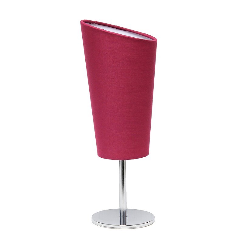 Creekwood Home Chrome Slanted 12.4" LED Table Lamp, Pink (CWT-1012-PN) image 1