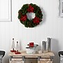 Nearly Natural Poinsettia, Berry and Pinecone Artificial Wreath, 24" (W1301)~#|#~F13F196D-C7DB-45FF-BC9284DB3E8026FB_sc7