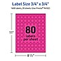 Avery Laser/Inkjet Square Multipurpose Labels, 0.75" x 0.75", Neon Magenta, 1600/Pack (94102)~#|#~F1408913-39D7-4454-B4749D4282C9B704_sc7