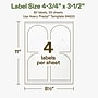 Avery Hemp Arched Laser/Inkjet Multipurpose Labels, 4-3/4" x 3-1/2", Off-White (80/Pack)~#|#~F142F861-830A-47AD-A6A90B9AA05294F1_sc7