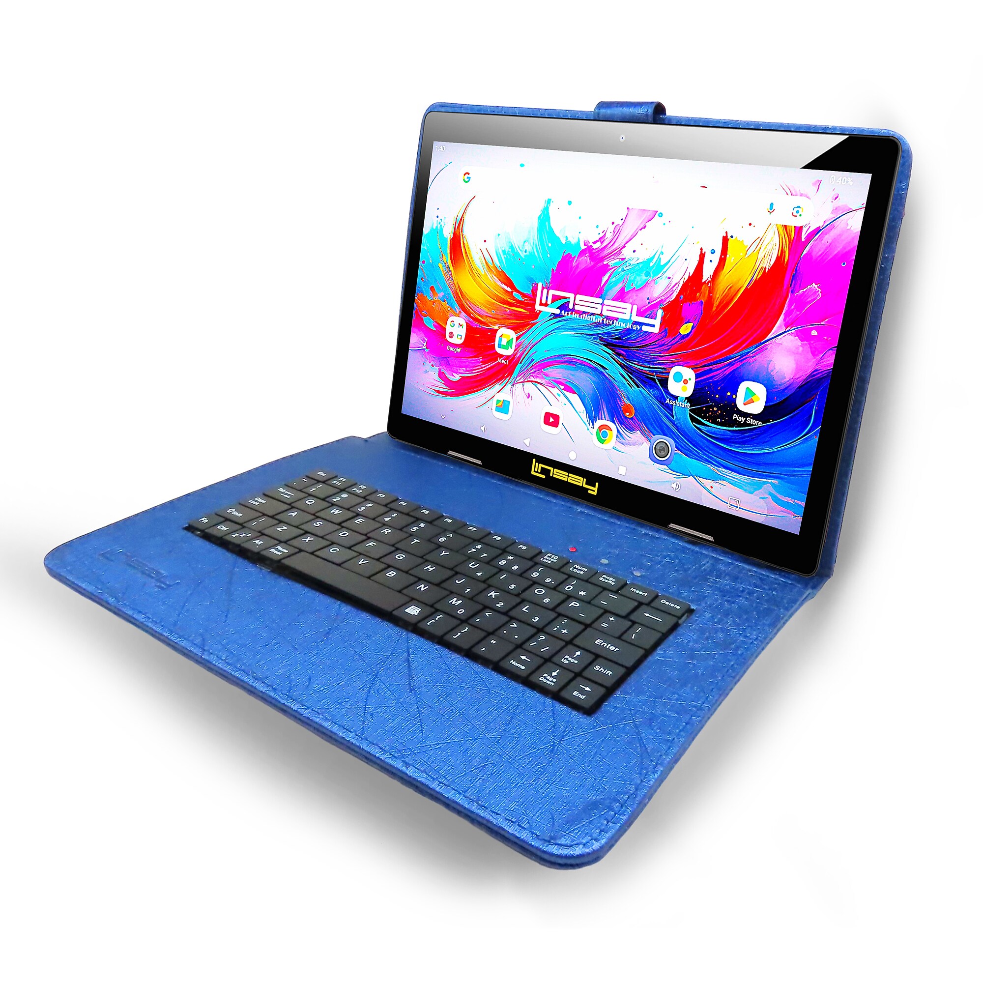 Linsay F10 Series 10.1″ Tablet, Wi-Fi, Octa Core, 256GB eMMC, Android 15, with Blue Unique Oracle Keyboard Case & Briefcase Sansujyuku sansujyuku.com