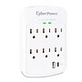 CyberPower P6WUC15 Home Office 6-Outlet Wall Tap Surge Protector, 1-USB-C & 1 USB-A Port, 3 ft. Cord, 1800J Surge Suppression~#|#~F156AA57-BADB-4356-BF2EA89C46CE9643_sc7