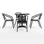 Flash Furniture Lila Indoor-Outdoor Table Set with 4 Slat Back Chairs, 27.5'' Square, Black (THAL28SQ017BK4)~#|#~F15AF34B-8A7D-4811-8C5F9FA41D978CC5_sc7