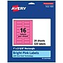 Avery Rectangle Laser/Inkjet Multipurpose Labels, 1" x 2-5/8", Bright Pink (320/Pack)~#|#~F15CC3E5-9BF8-4FBA-87FC91A9A117F4B3_sc7