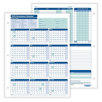 ComplyRight 2023 Attendance Calendar Card, White, Pack of 50 (A4000W50)