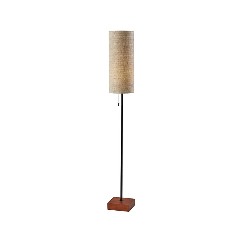 Adesso Trudy 62" Walnut Floor Lamp with Natural Drum Shade (1569-12) image 1