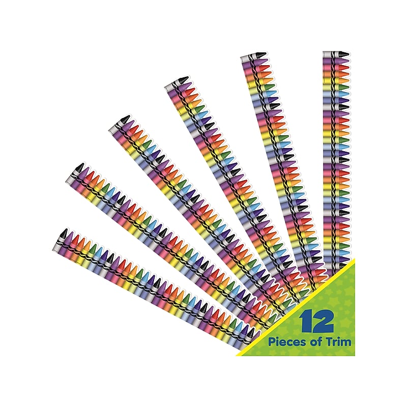 Eureka School Extra-Wide Deco Trim, 3.25" x 3.08', Crayons, Dozen (846335) image 1