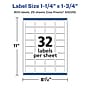 Avery Laser/Inkjet Multipurpose Rectangle Labels, 1.25" x 1.75", White, 800 Labels/Pack (94226)~#|#~F1788223-256D-4FA1-A02EEAD67D0B3548_sc7