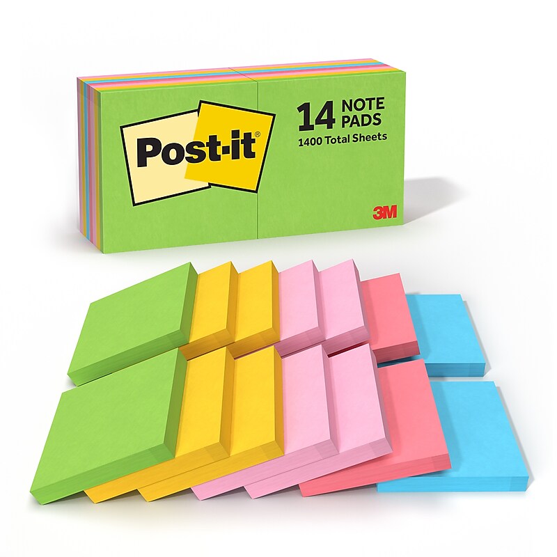Post-it Notes, 3" x 3", Floral Fantasy Collection, 100 Sheet/Pad, 14 Pads/Pack (65414AU) image 1