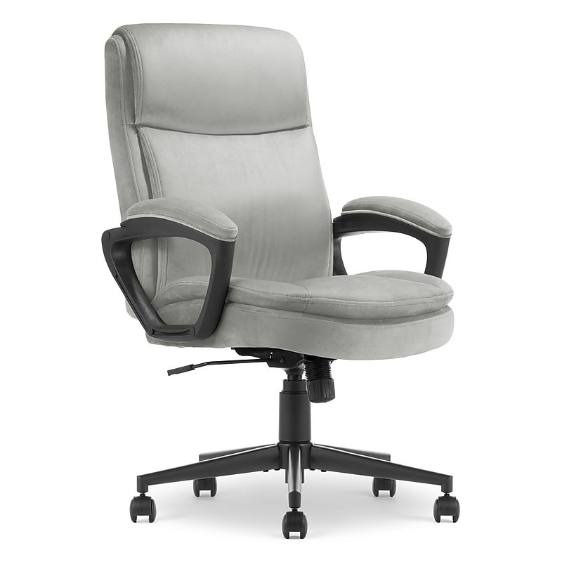 Serta Comfort Ergo Ergonomic Velvet Fabric Swivel Executive Chair, Gray (CCHR10016C) image 1