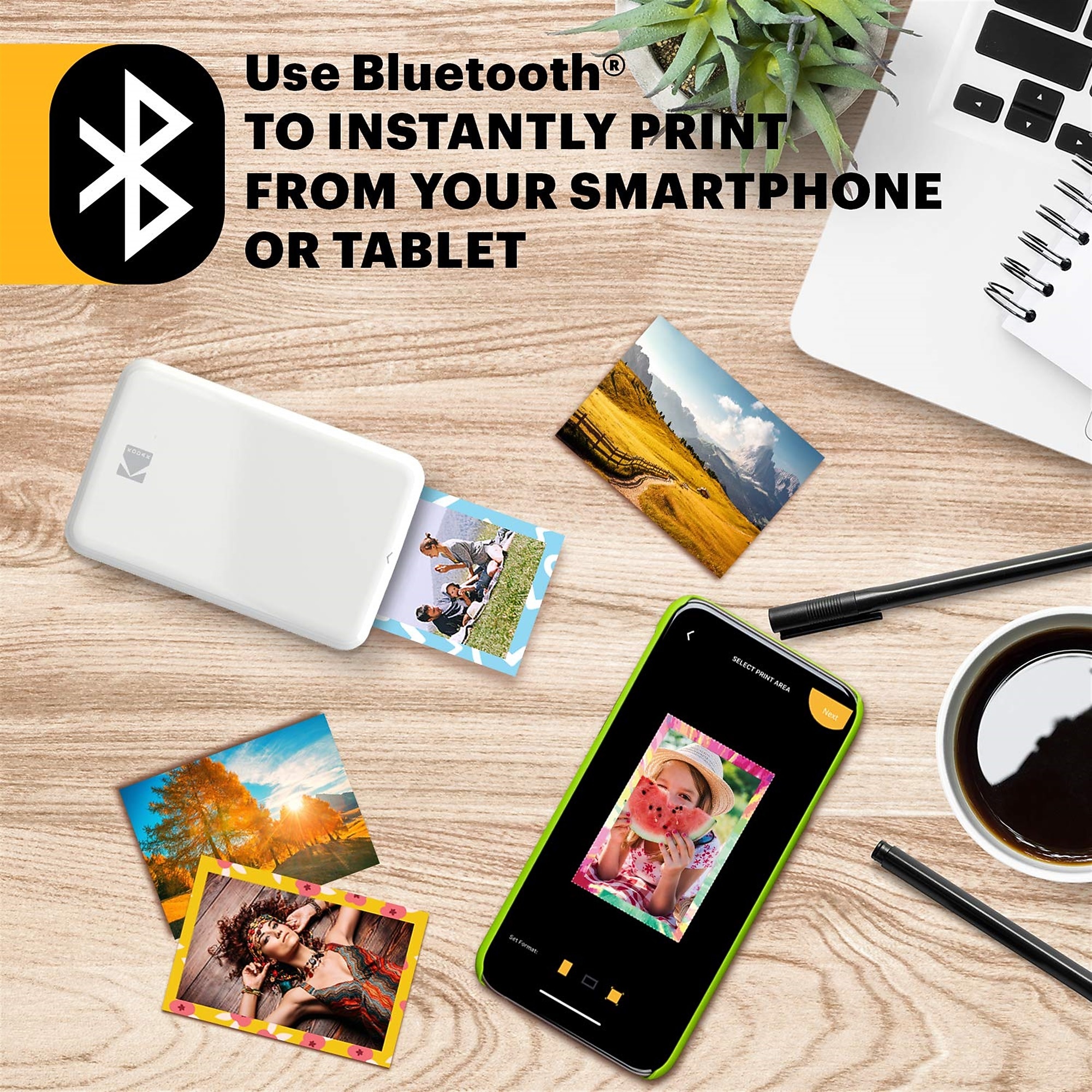 Kodak Step Mobile Zero Ink Instant Photo Printer, Single-Function, White (RODMP20AMZW) Sansujyuku sansujyuku.com