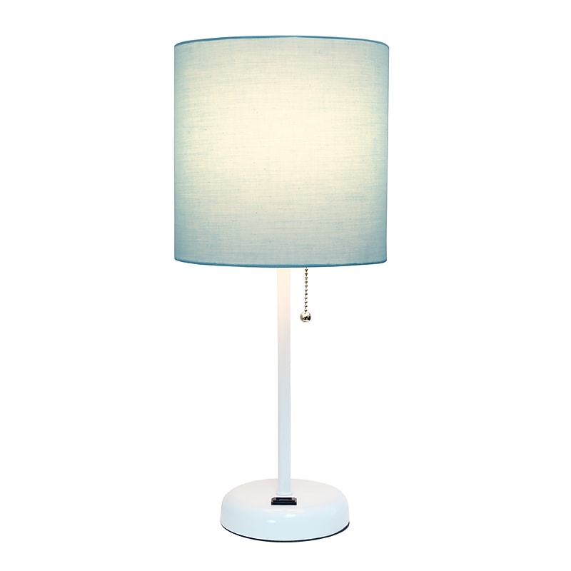 Simple Designs 19.5" LED Table Lamp, White/Aqua Shade (LT2024-AOW-CCLB) image 1