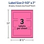 Avery Laser/Inkjet Rectangle Multipurpose Labels, 2.5" x 7", Bright Pink, 30/Pack (94247)~#|#~F1ADE6DE-6D5B-4078-9DD6B1047F167820_sc7