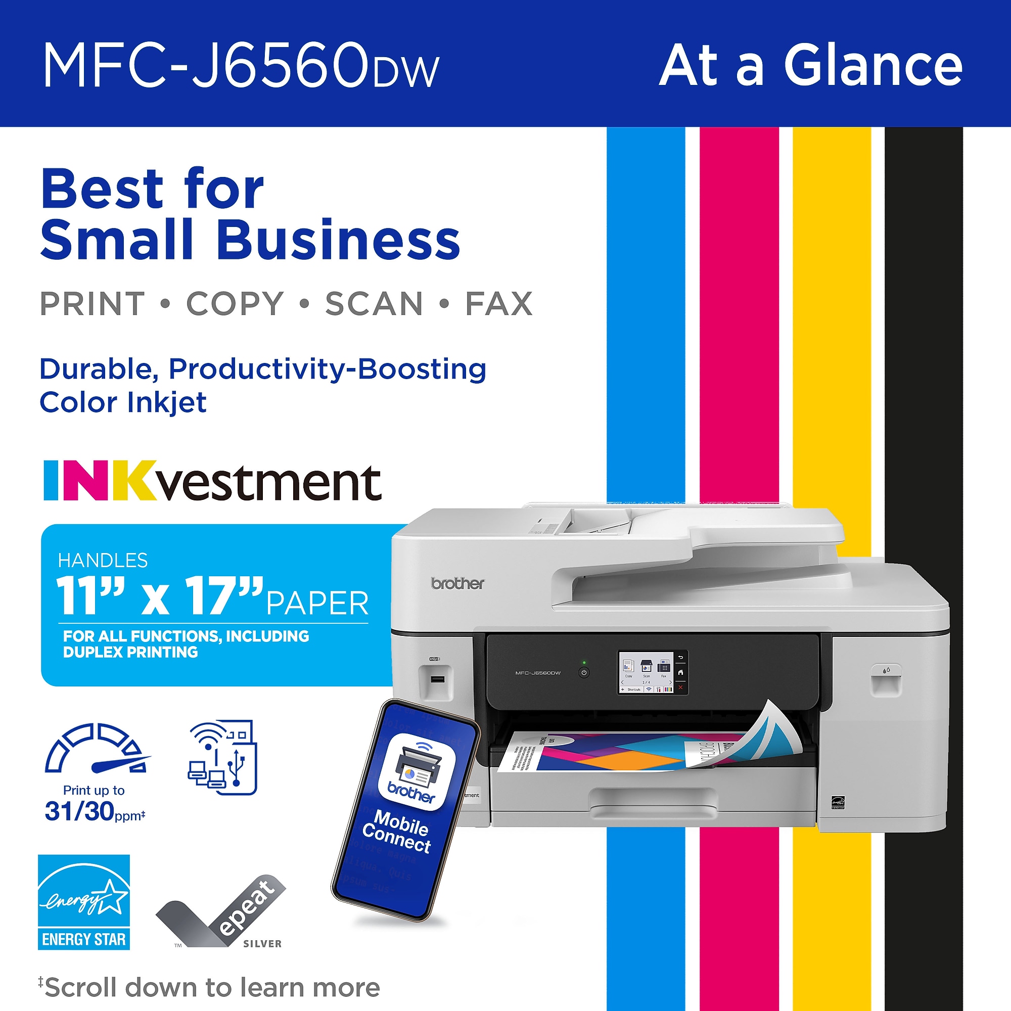 Brother INKvestment MFC-J6560DW Wireless Color All-in-One Inkjet Printer, Best for Home Office Sansujyuku sansujyuku.com