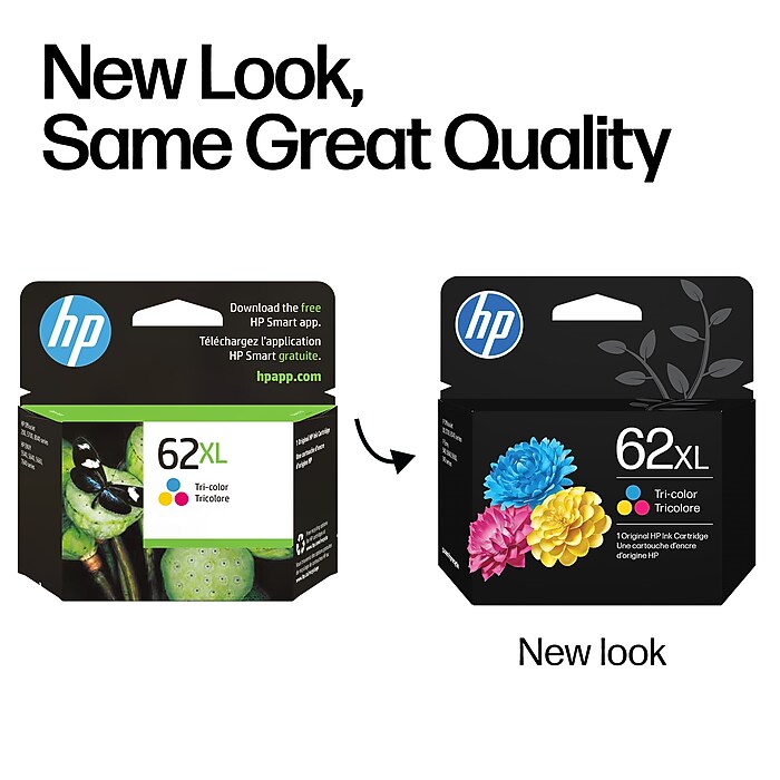 HP 62XL Tri-Color High Yield Ink Cartridge, Print Up to 415 Pages