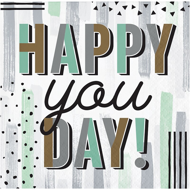 Creative Converting Minted Milestone "Happy You Day" Beverage Napkins, 192/Pack (372546) image 1