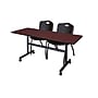Regency Kobe 60" Flip Top Mobile Training Table- Mahogany & 2 'M' Stack Chairs- Black~#|#~F1C00ADF-DF15-4B3C-8AE274AF3E5F2A4E_sc7