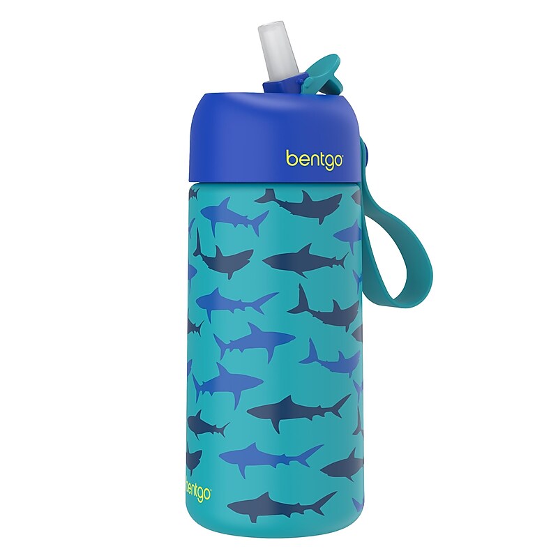 bentgo Stainless Steel Double Wall Insulated Water Bottle, 14 oz., Shark (BGKSTBL-SHK) image 1