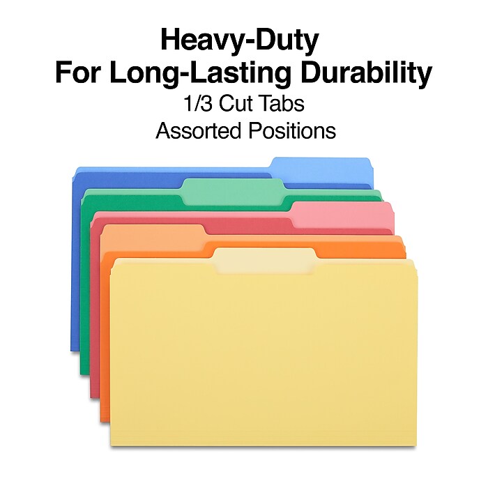 Staples Heavyweight File Folders, 1/3-Cut Tab, Legal Size