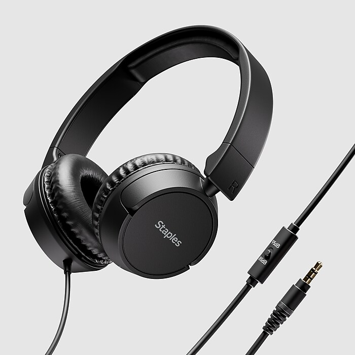 Staples TECH Wired Headphones, Black (ST63352) | Staples