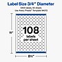 Avery Round Laser/Inkjet Multipurpose Labels, White, 108 Labels/Sheet, 50 Sheets/Pack (19479311268)~#|#~F1C90012-395B-41B1-BEEE70CE9D827EE3_sc7