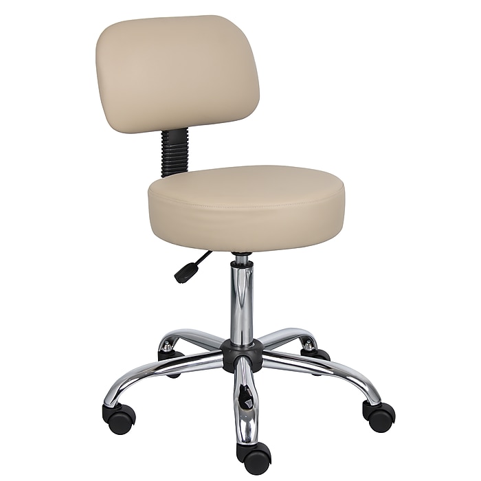Boss Caressoft Armless Doctor's Stool with Backrest, Beige (B245