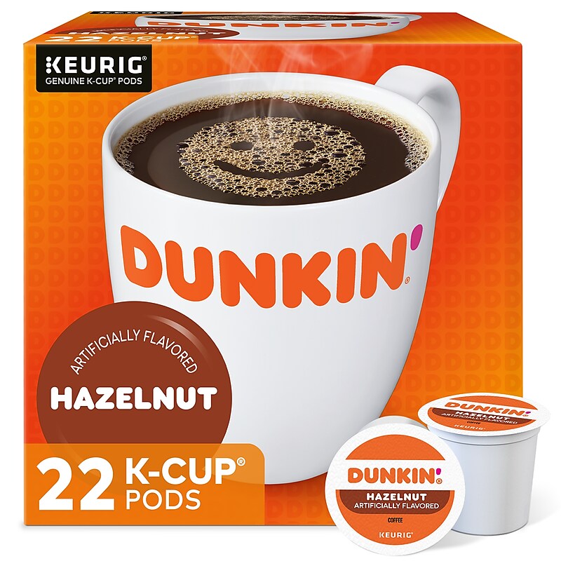 Dunkin' Hazelnut Coffee, Medium Roast, 0.37 oz. Keurig® K-Cup® Pods, 22/Box (400848) image 1