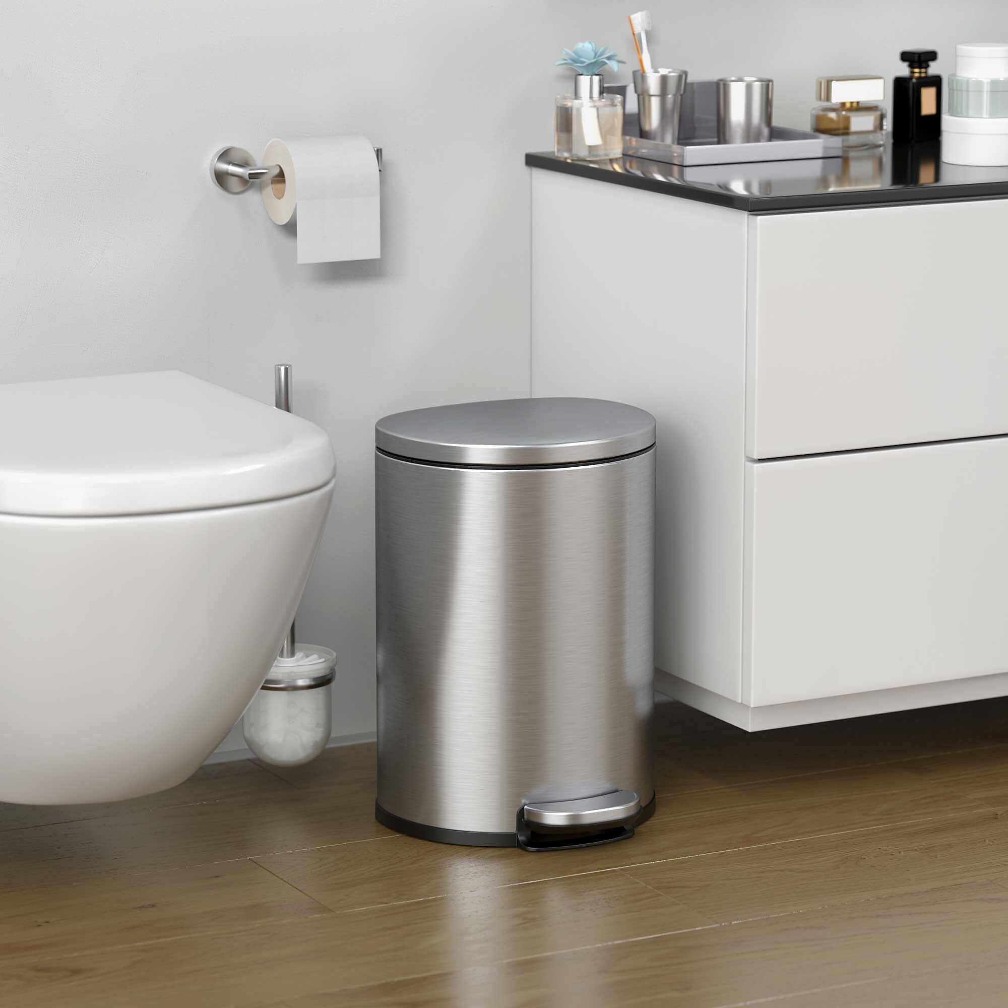 iTouchless SoftStep Semi-Round Stainless Steel Step Trash Can with Hinged Lid, 2.91 Gallon (IP03DSS) Sansujyuku sansujyuku.com