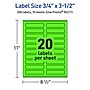 Avery Laser/Inkjet Multipurpose Rectangle Labels, 0.75" x 3.5", Neon Green, 200/Pack (94217)~#|#~F1E0C107-F679-4691-B88C5765687FFBED_sc7