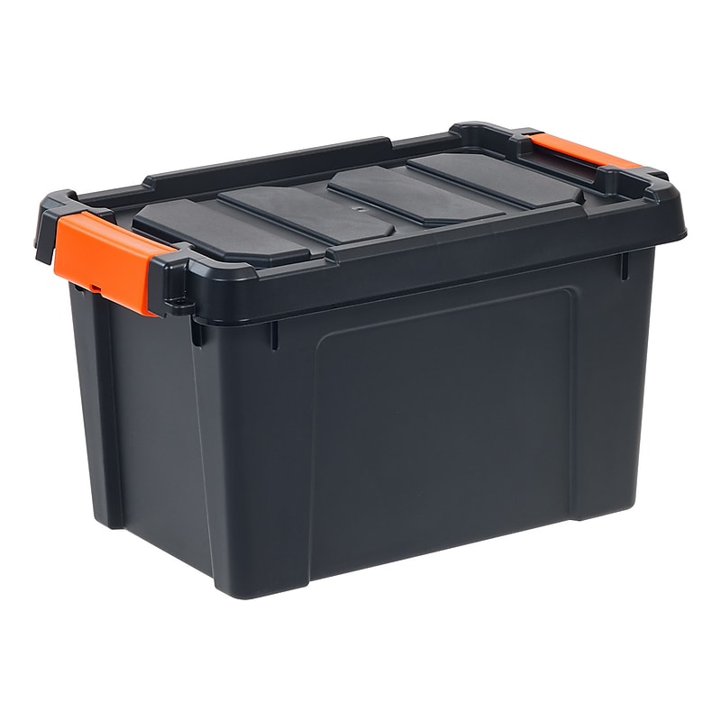 Iris 22 Quart Heavy Duty Store-It-All Plastic Latching Storage Tote, Black (500214) image 1