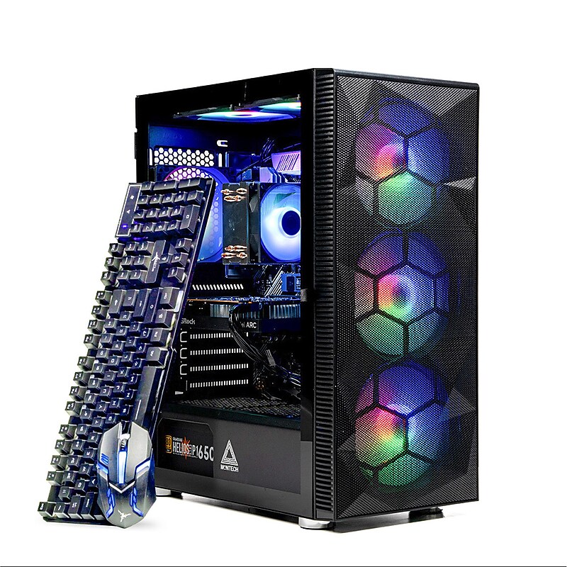 Skytech Storm Gaming Desktop, AMD Ryzen 5 5600G, 16GB RAM, 1TB SSD, Intel Arc A380 Graphics, Black image 1