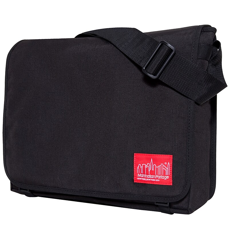 Manhattan Portage Dj Fabric Water Resistant Messenger Bag, TSA Checkpoint Friendly, Black (1429 BLK) image 1